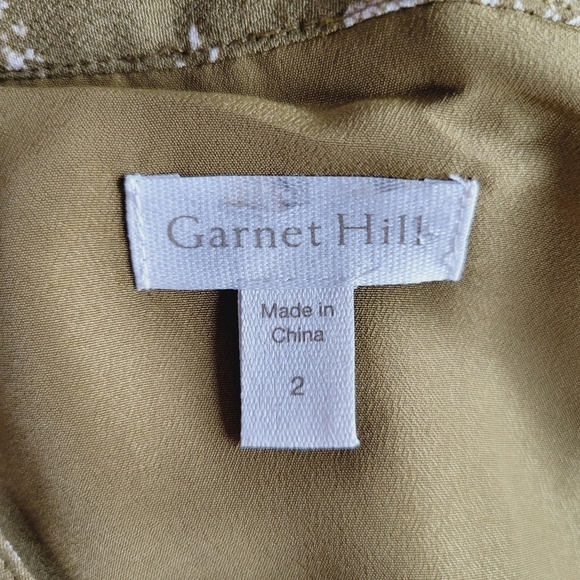 Garnet Hill Olive Green Floral Drop Waist Dress - Picture 9 of 14